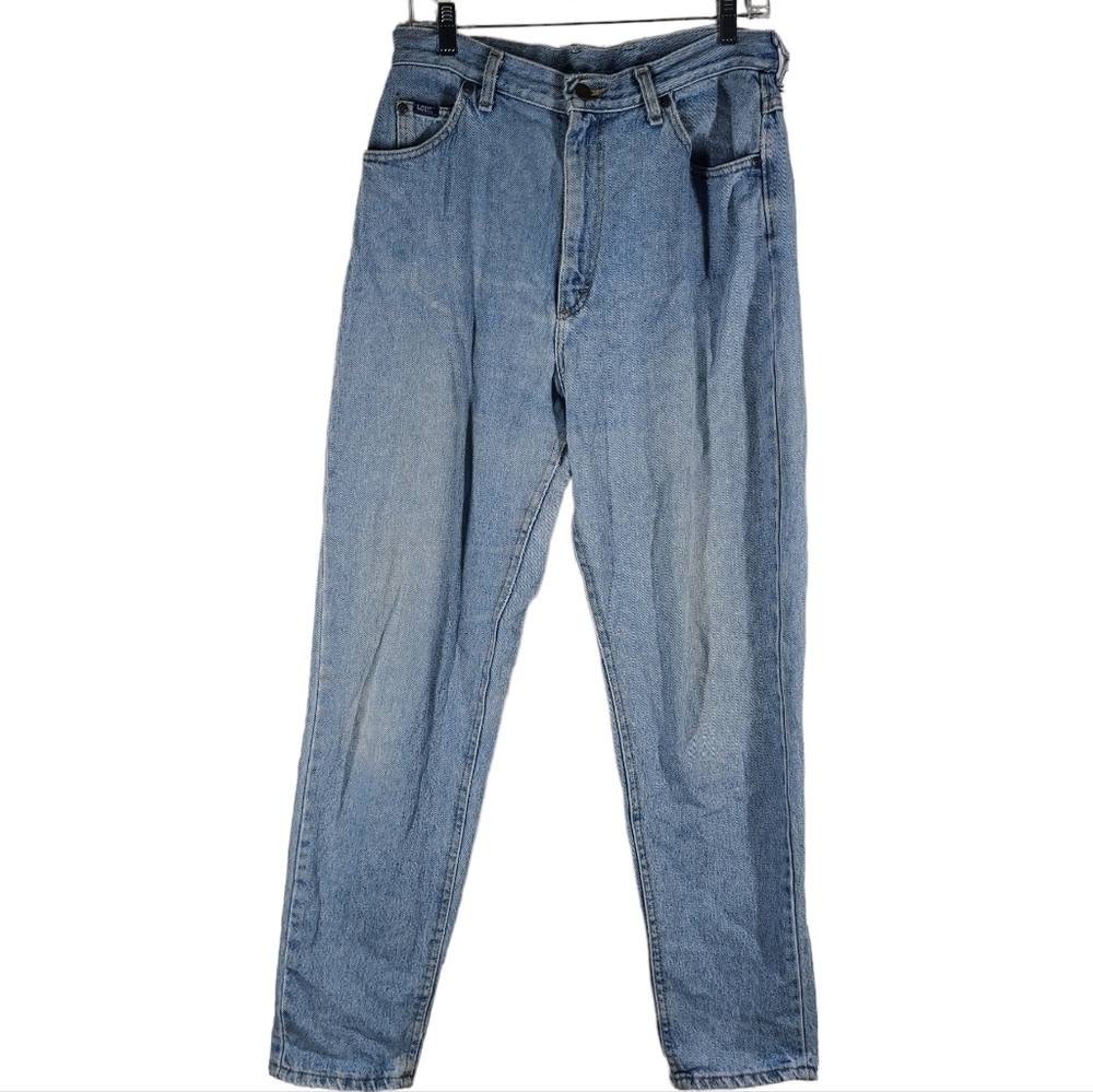 Vintage Lee Mom Jeans Womens Size 14 Blue High Waist Tapered Leg Denim
